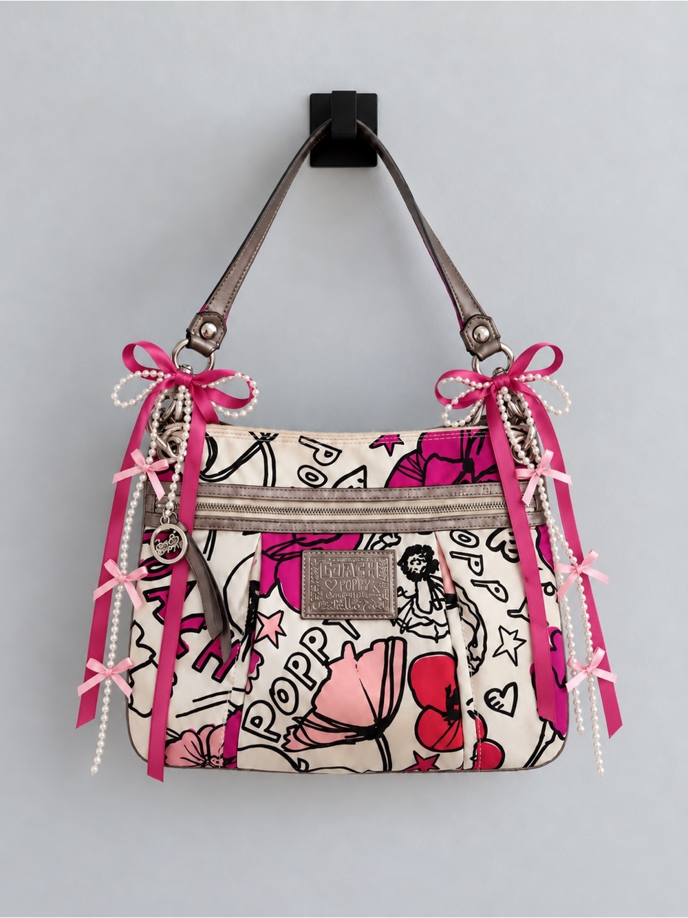 Coach Poppy Sateen Floral Graffiti Rocker Shoulder Bag Style # 17050
